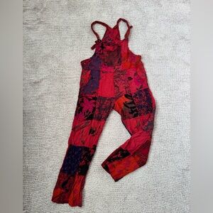 Bohemian Red Patchwork Jumpsuit